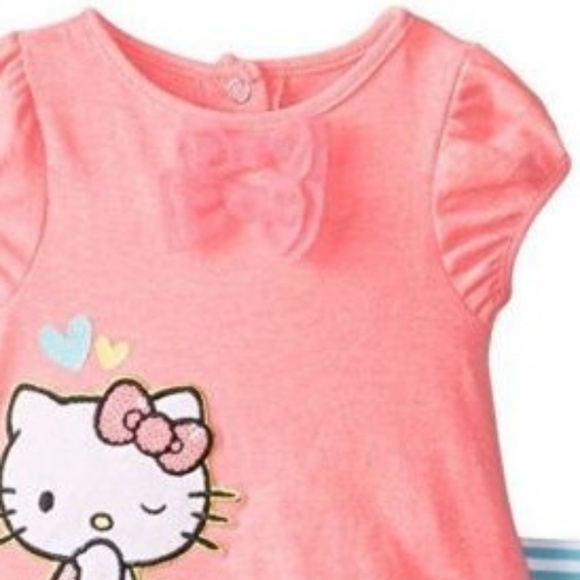 Hello Kitty Baby Girl 2 Piece Top Bike Shorts Set Outfit Size 3-6 MO NWT - Picture 3 of 6